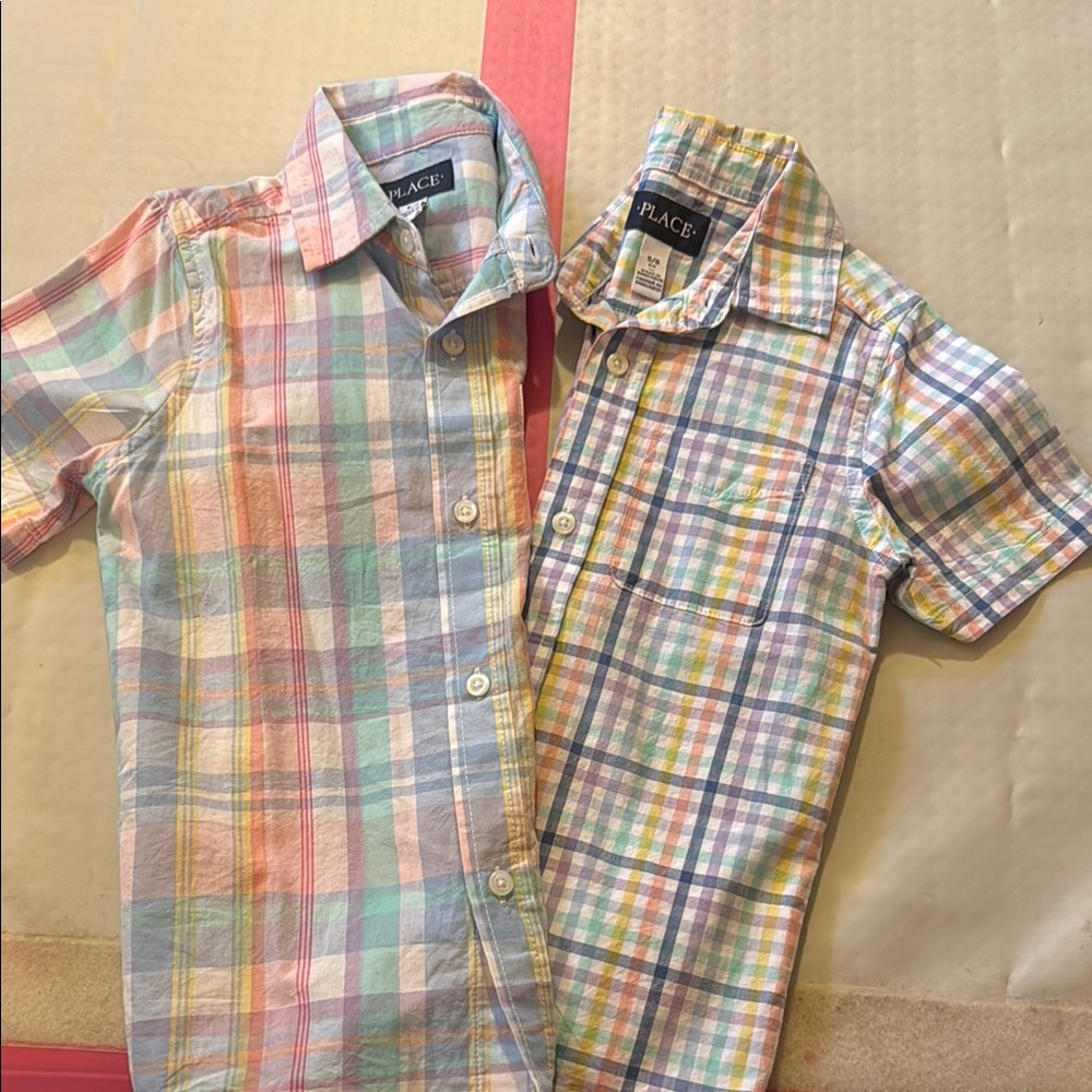 2 Place Kids Colorful Plaid Button Down Shirts